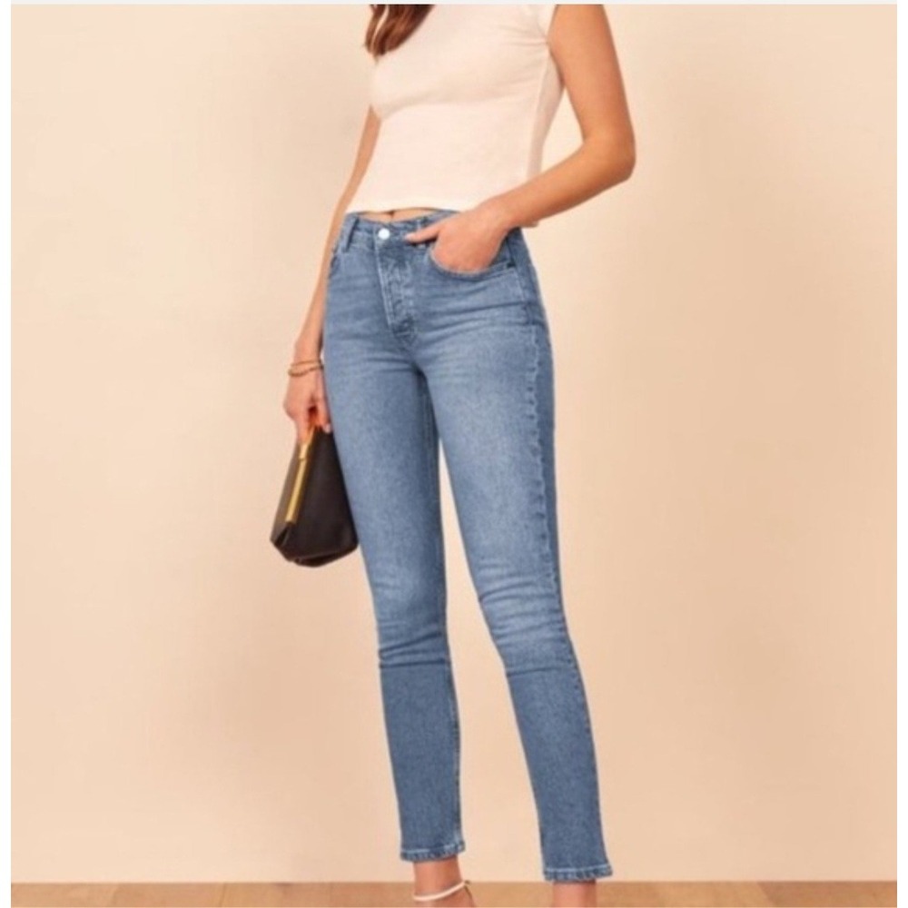 Reformation Serena High Skinny Jean Maya Wash Blue Denim Sz 26